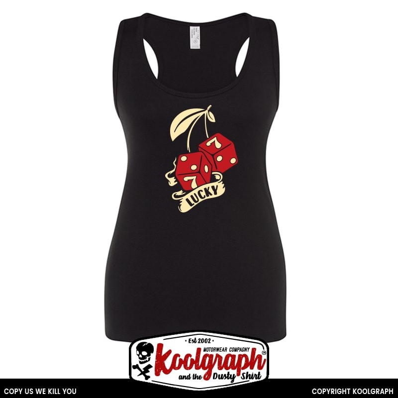 débardeur kustom kulture rockabilly tshirt femme koolgraph  cherry lucky dice