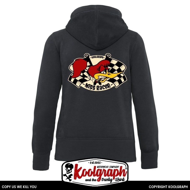 une veste capuche zippée kustom kulture rockabilly tshirt femme koolgraph miss woody racer