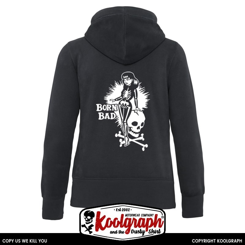 Veste Capuche kustom kulture rockabilly tshirt femme koolgraph old school skull Born Bad